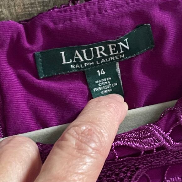 NWT Lauren Ralph Lauren Formal Sheath Lace Scalloped Hem Women's Dress Size 14 - Picture 5 of 12